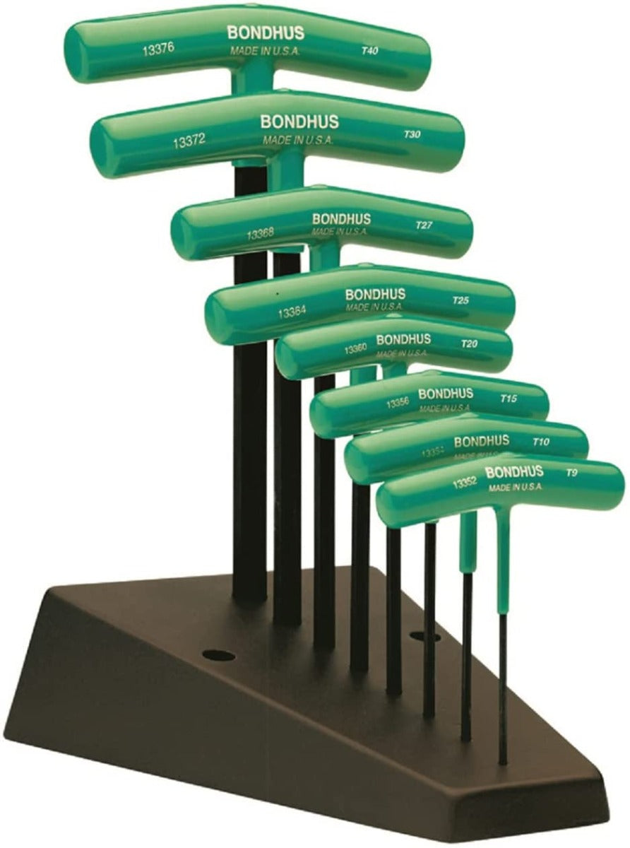 Bondhus TTHX8 T-Handle Torx Hex 8 Piece Set + Stand TX9-TX40, 33034