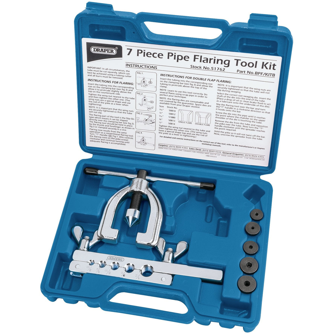 Draper 51762 Brake Pipe Flaring Kit (7 Piece)