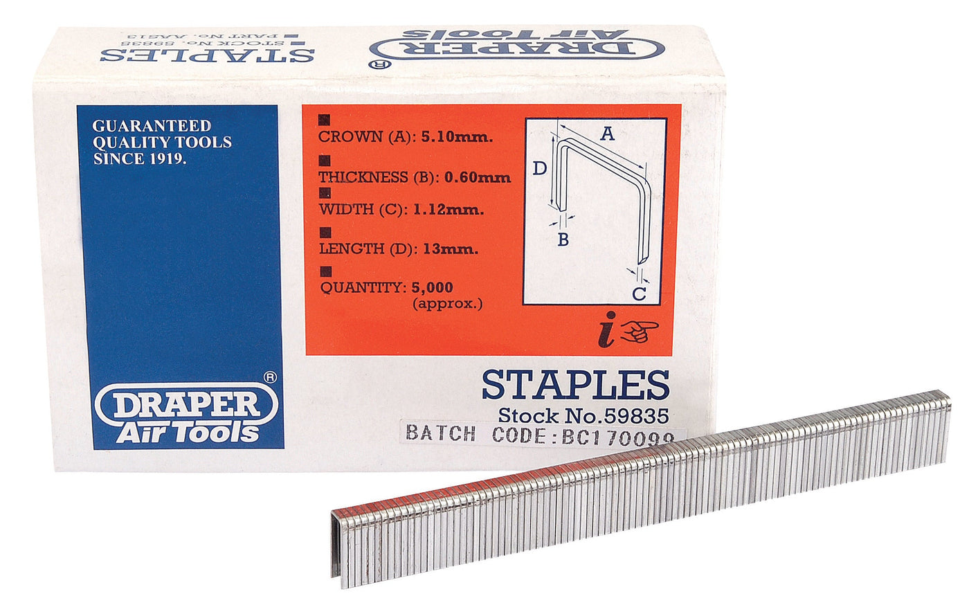 Draper 59835 13mm Staples (5000)