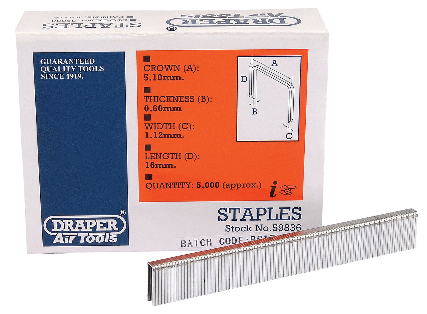 Draper 59836 16mm Staple (5000)