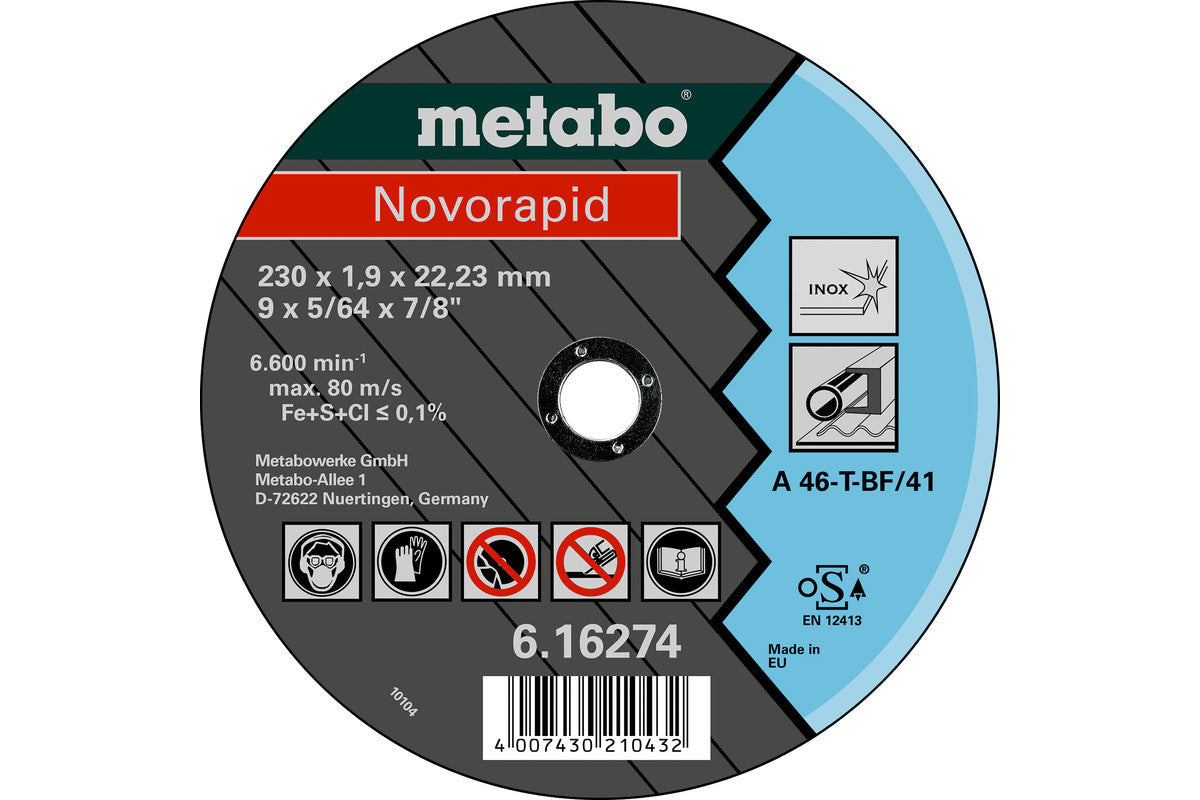 Metabo Novorapid Cutting Disc 115 x 1, 0 x 22.23 Inox