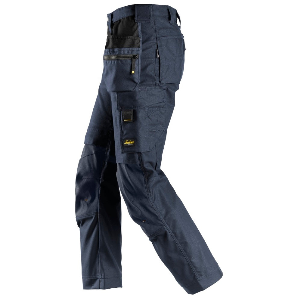 Snickers 6224 AllroundWork Canvas+ Stretch Work Trousers+ Hoslter Pockets, Navy