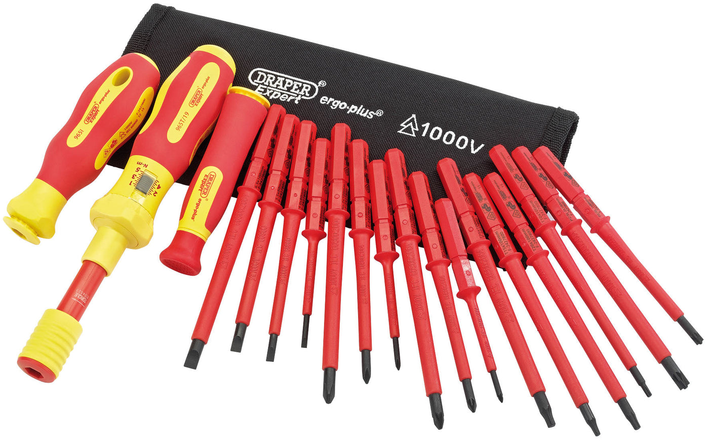 Draper 81762 Ergo Plus Interchangeable VDE Torque Screwdriver Set (19 Piece)