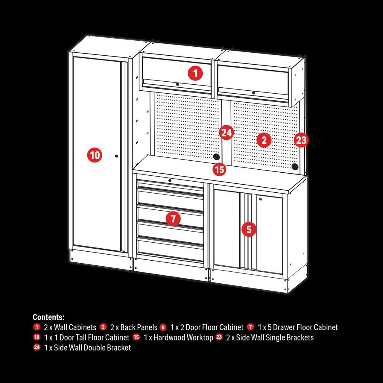Draper 04488 Bunker Modular Storage Combo with Hardwood Worktop (11 Piece)