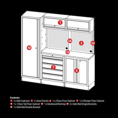 Draper 04488 Bunker Modular Storage Combo with Hardwood Worktop (11 Piece)