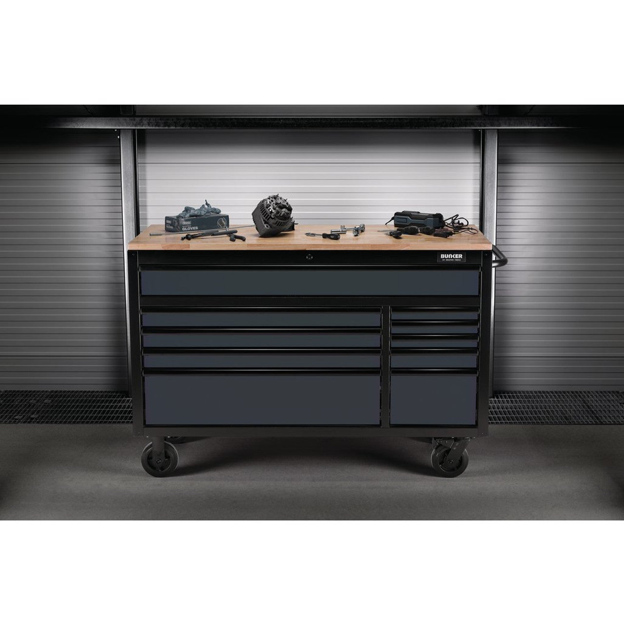 Draper 08227 BUNKER Workbench Roller Tool Cabinet 10 Drawer Grey