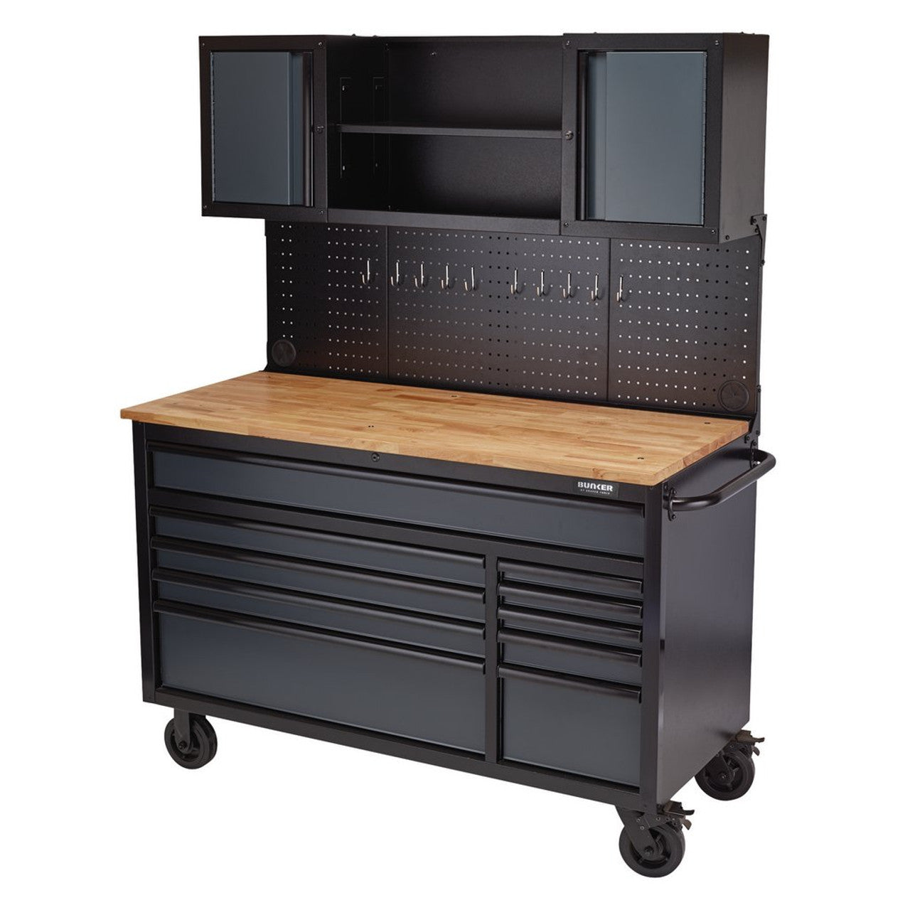 Draper 08242 BUNKER Roller Workstation with Workbench 10 Drawer Grey