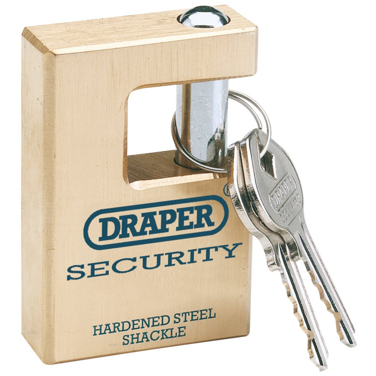 Draper 64201 Expert Close Shackle Solid Brass Padlock with Hardened Steel Shackle, 2 Keys, 63mm