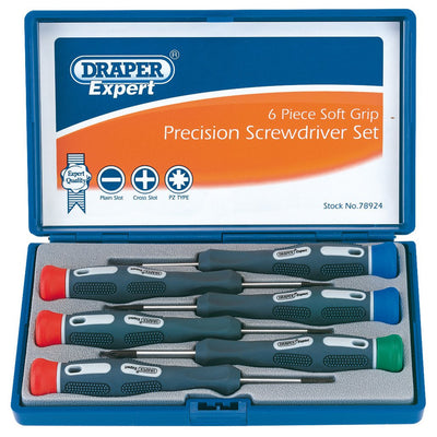 Draper 78924 Soft Grip Precision Screwdriver Set (6 Piece)