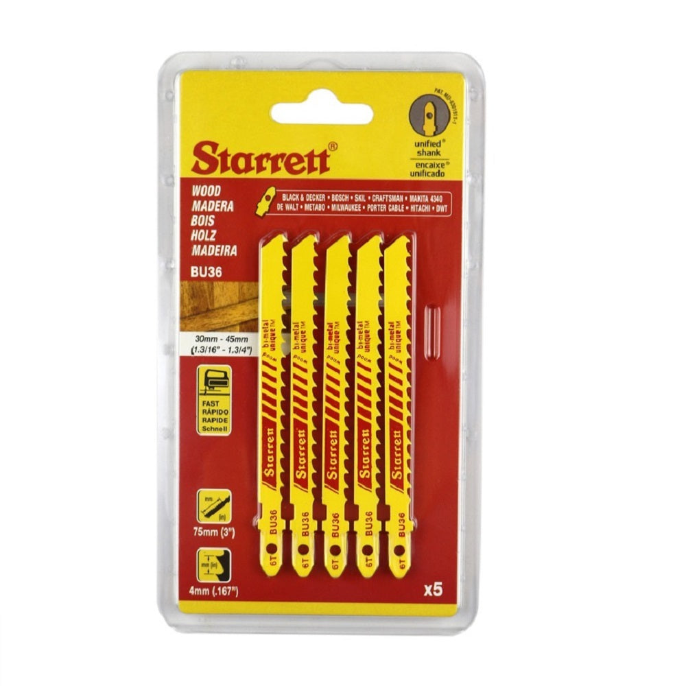 Starrett BU36-5 Jigsaw Blade, Pack of 5