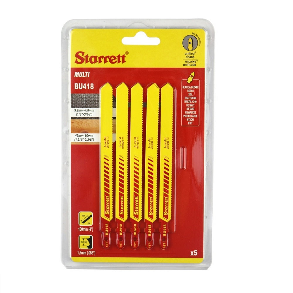 Starrett BU418-5 Jigsaw Blade, Pack of 5