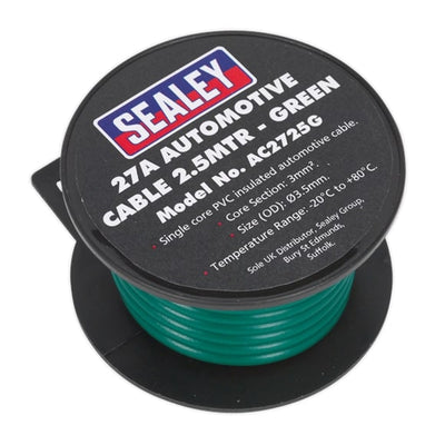 Sealey AC2725G 2.5m 27A Thick Wall Automotive Cable - Green