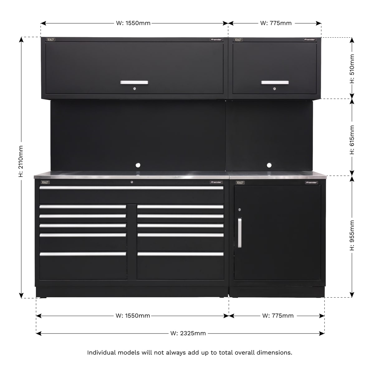 Sealey APMSCOMBO4SS Modular Storage System Combo - Stainless Steel Worktop
