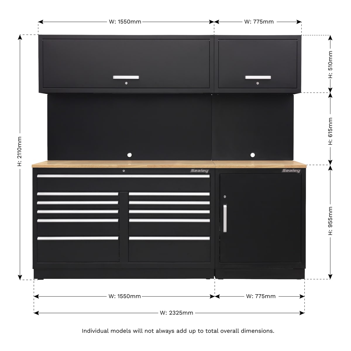 Sealey APMSCOMBO4W Modular Storage System Combo - Oak Worktop