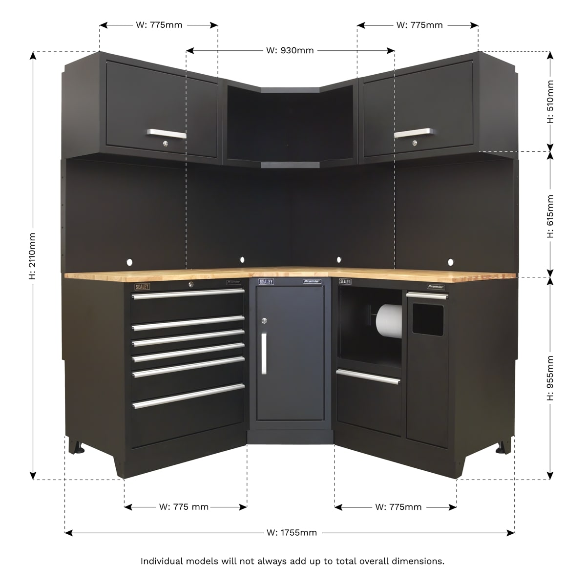 Sealey APMSCOMBO6W Modular Storage System Combo - Oak Worktop