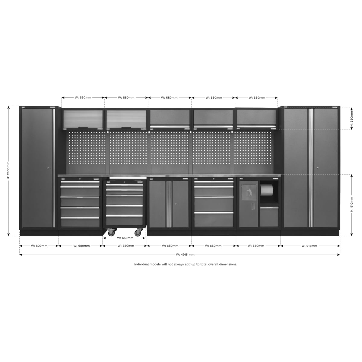 Sealey APMSSTACK01SS Modular Storage System Combo - Stainless Steel Worktop