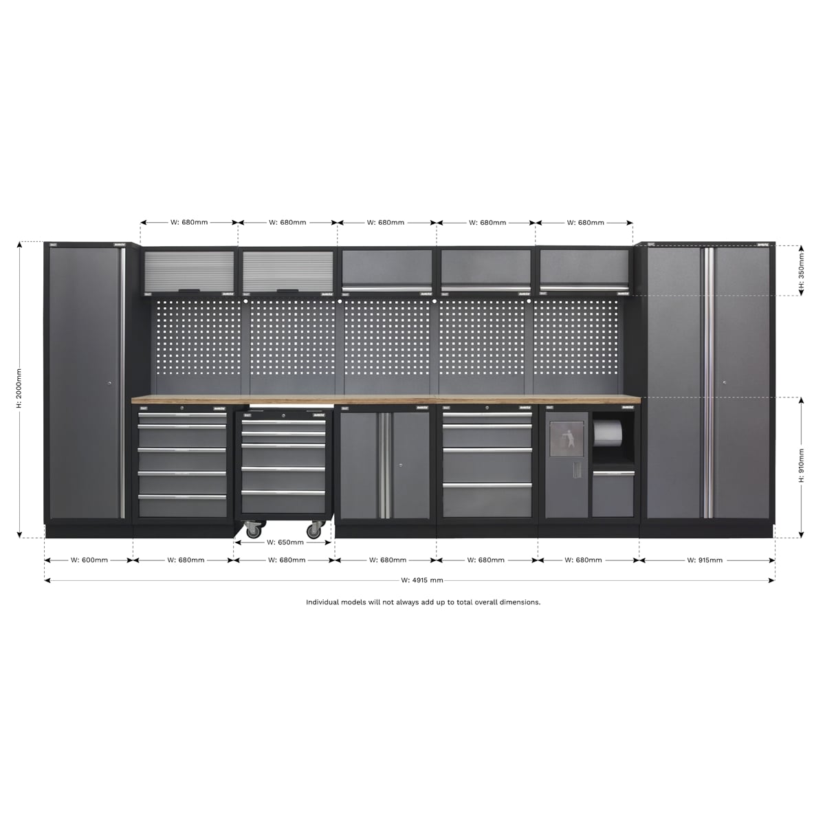 Sealey APMSSTACK01W Modular Storage System Combo - Wood Worktop