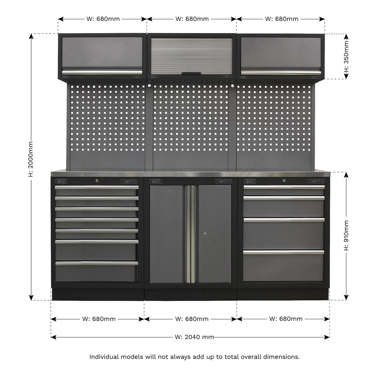 Sealey APMSSTACK07SS Modular Storage System Combo - Stainless Steel Worktop