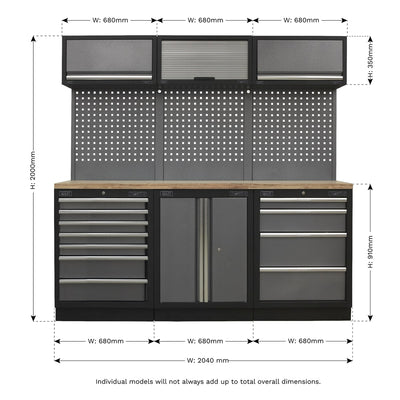 Sealey APMSSTACK07W Modular Storage System Combo - Pressed Wood Worktop