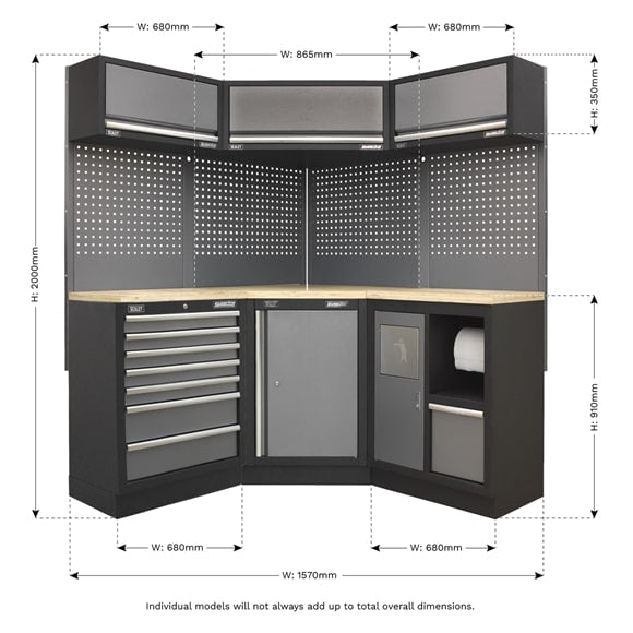 Sealey APMSSTACK08W Modular Storage System Combo Wood Worktop