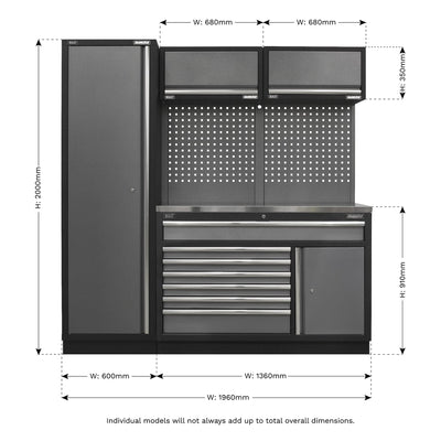 Sealey APMSSTACK09SS Superline Pro 1.96m Storage System - Stainless Steel Worktop