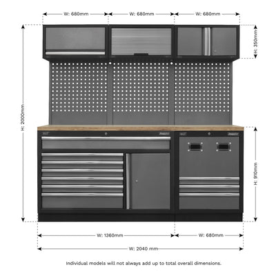 Sealey APMSSTACK14W Modular Storage System Combo - Pressed Wood Worktop