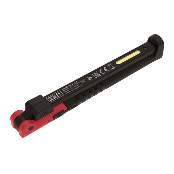 Sealey LED01R Rechargeable Slim Folding Pocket Light 2 COB & 1 SMD LED - Red