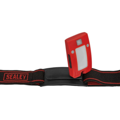 Sealey LED360HTR 2W COB LED Rechargeable Head Torch with Auto-Sensor - Red
