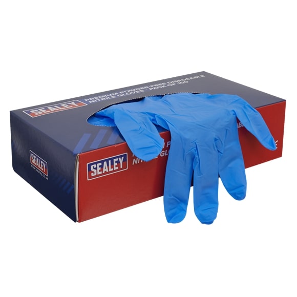 Sealey SSP55L Premium Powder-Free Disposable Nitrile Gloves, Large - Pack of 100