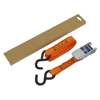 Sealey TD0635S 25mm x 5m Polyester Webbing Ratchet Strap S-Hook with Corner Protector 600kg Breaking Strength
