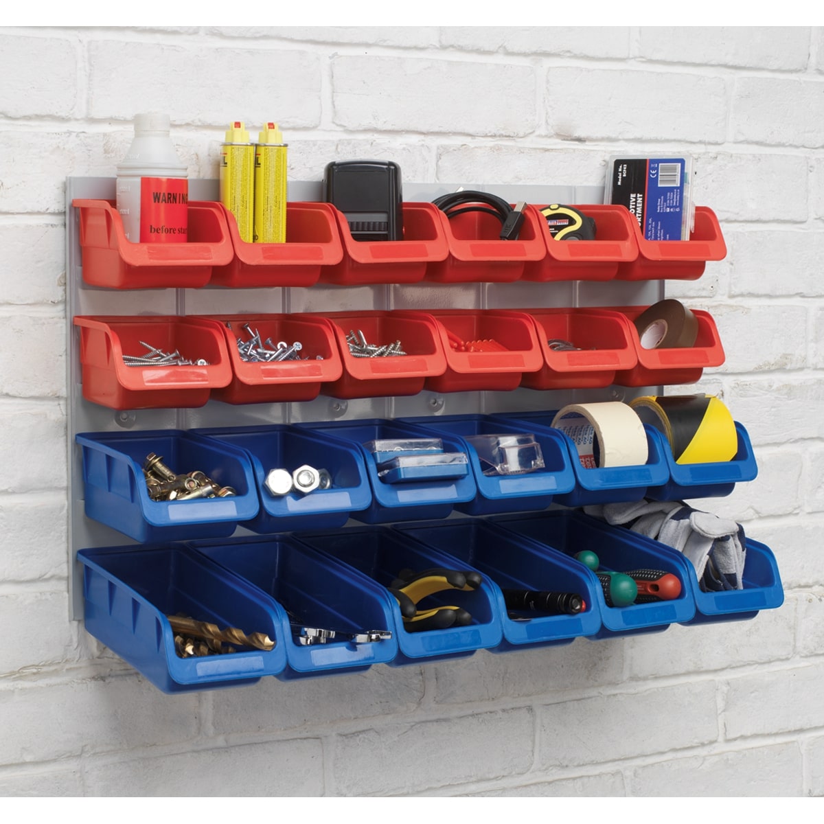 Sealey TPS132 Bin & Panel Combination 24 Bins - Red/Blue