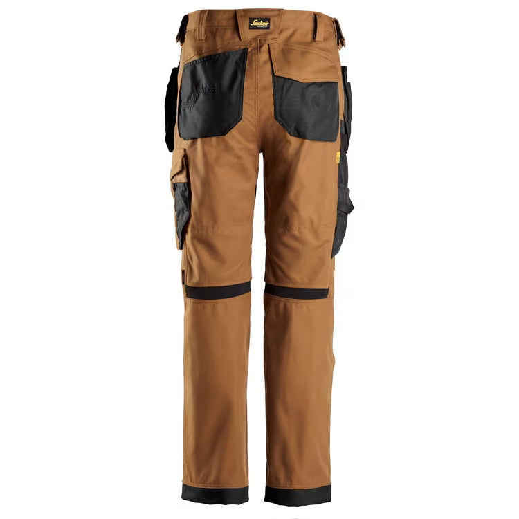 Snickers 6224 AllroundWork Canvas+ Stretch Work Trousers+ Hoslter Pockets, Brown/Black