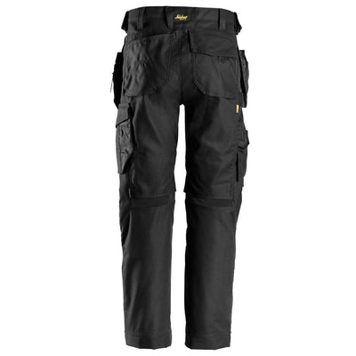 Snickers 6224 AllroundWork Canvas+ Stretch Work Trousers+ Hoslter Pockets, Black