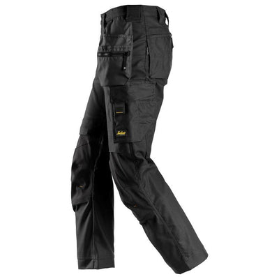 Snickers 6224 AllroundWork Canvas+ Stretch Work Trousers+ Hoslter Pockets, Black