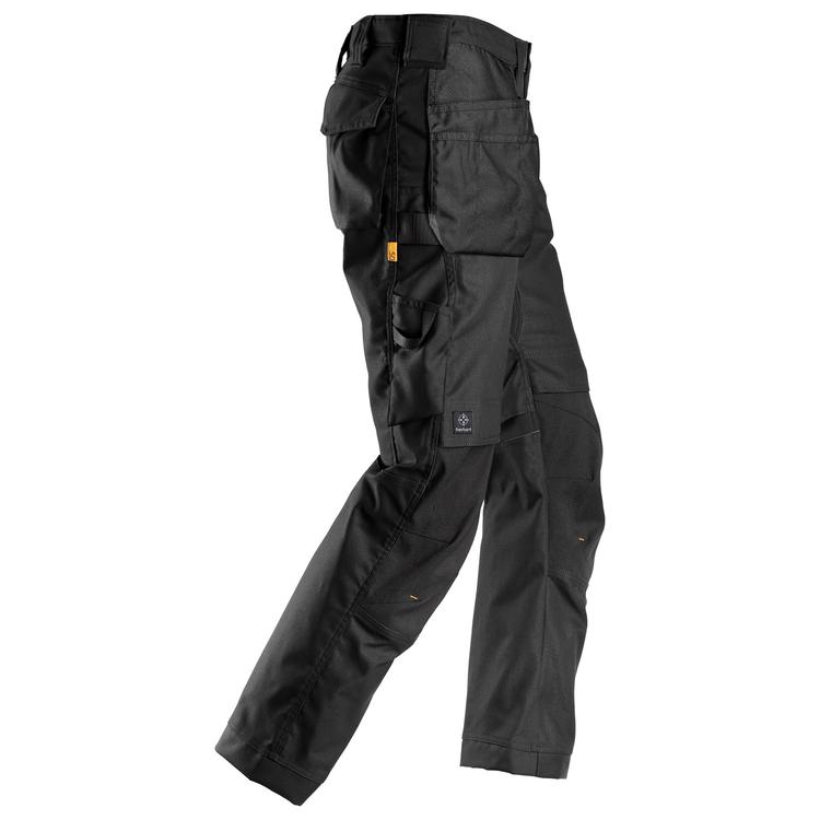 Snickers 6224 AllroundWork Canvas+ Stretch Work Trousers+ Hoslter Pockets, Black