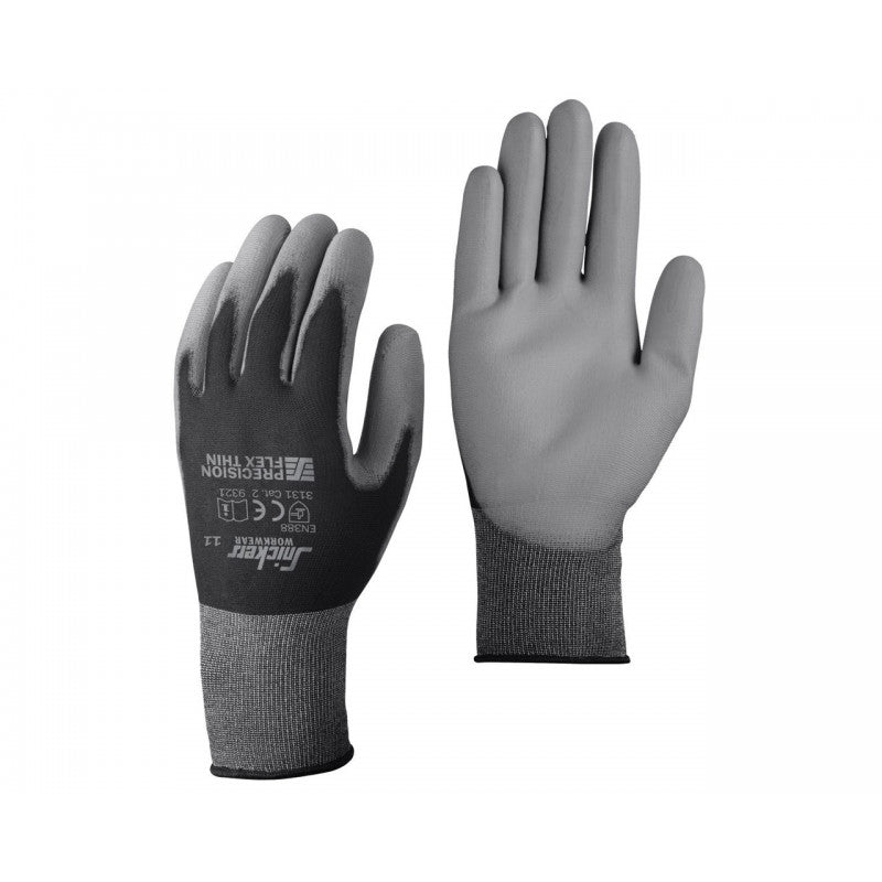Snickers 9321 Precision Light Flex Gloves, Black/Rock Grey