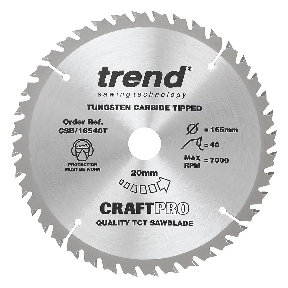 Trend CSB/16540T Craft Saw Blade 165mm x 40 Teeth x 20 Thin