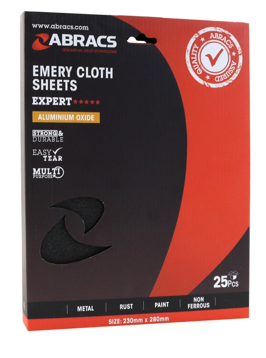 Abracs Emery Sheet, 40 Grit - Pack of 25