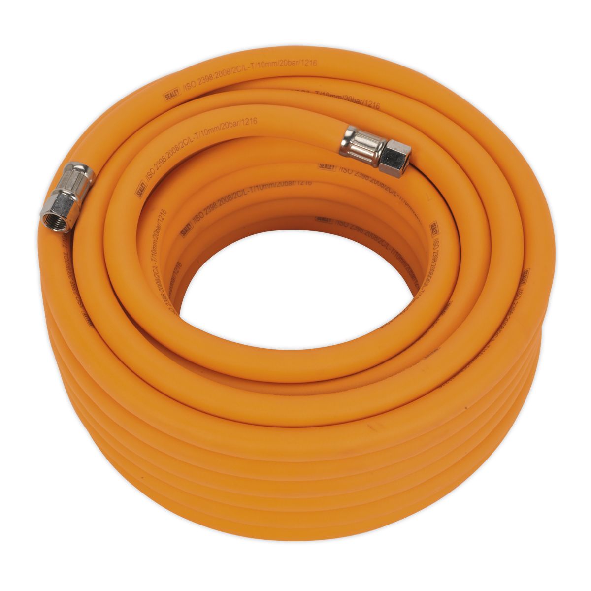Sealey AHHC1538 Air Hose 15m x 10mm Hybrid High Visibility with 1/4"BSP Unions