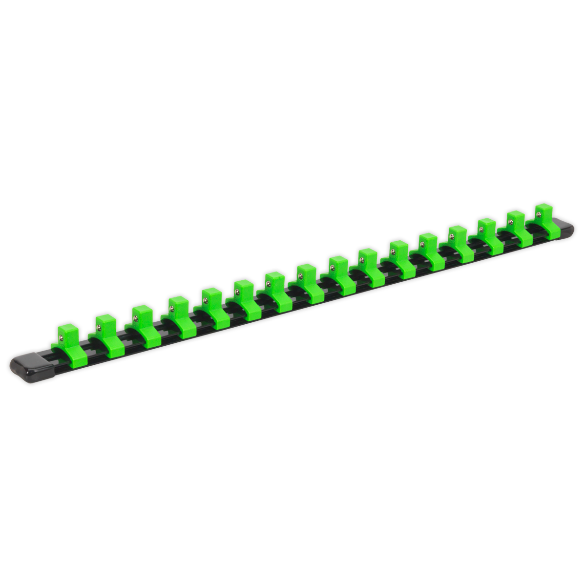 Sealey AK27053HV Socket Retaining Rail with 16 Clips 3/8"Sq Drive - Hi-Vis Green