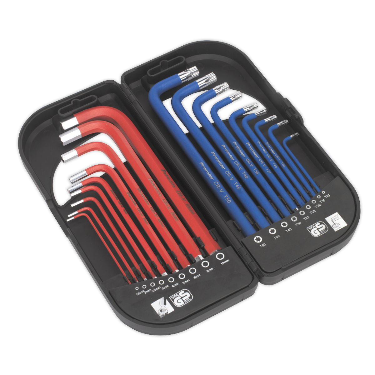 Sealey AK7176 TRX-Star & Ball-End Hex Key Set 18pc Long Anti-Slip