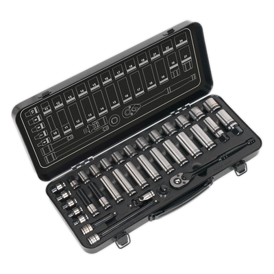 Sealey AK7971 34pc 3/8"Sq Drive Socket Set - Black Series