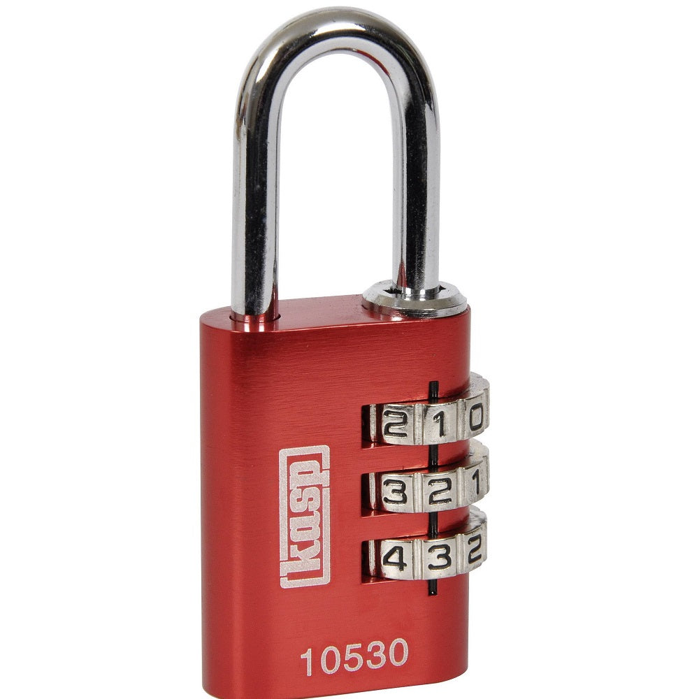 KASP Aluminium Combination Padlock 30mm Red