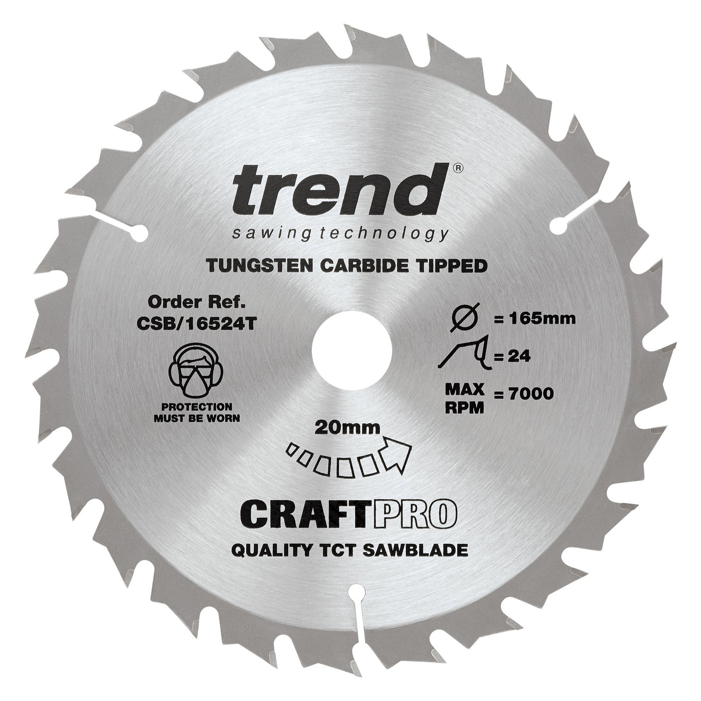 Trend CSB/16524T Craft Saw Blade 165mm x24T x20 Thin