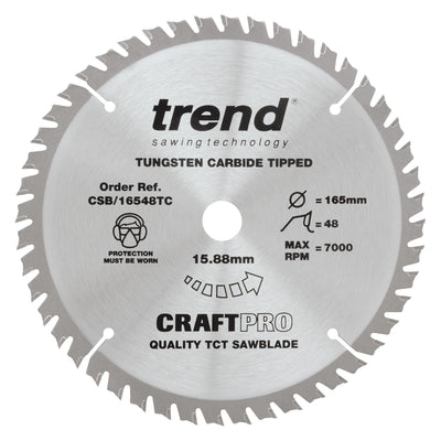 Trend Craft Saw Blade 165mm x 48T x 15.88 Thin