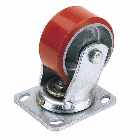 Draper 65523 Swivel Plate Fixing Heavy Duty Polyurethane Wheel, 100mm Diameter, S.W.L. 250kg