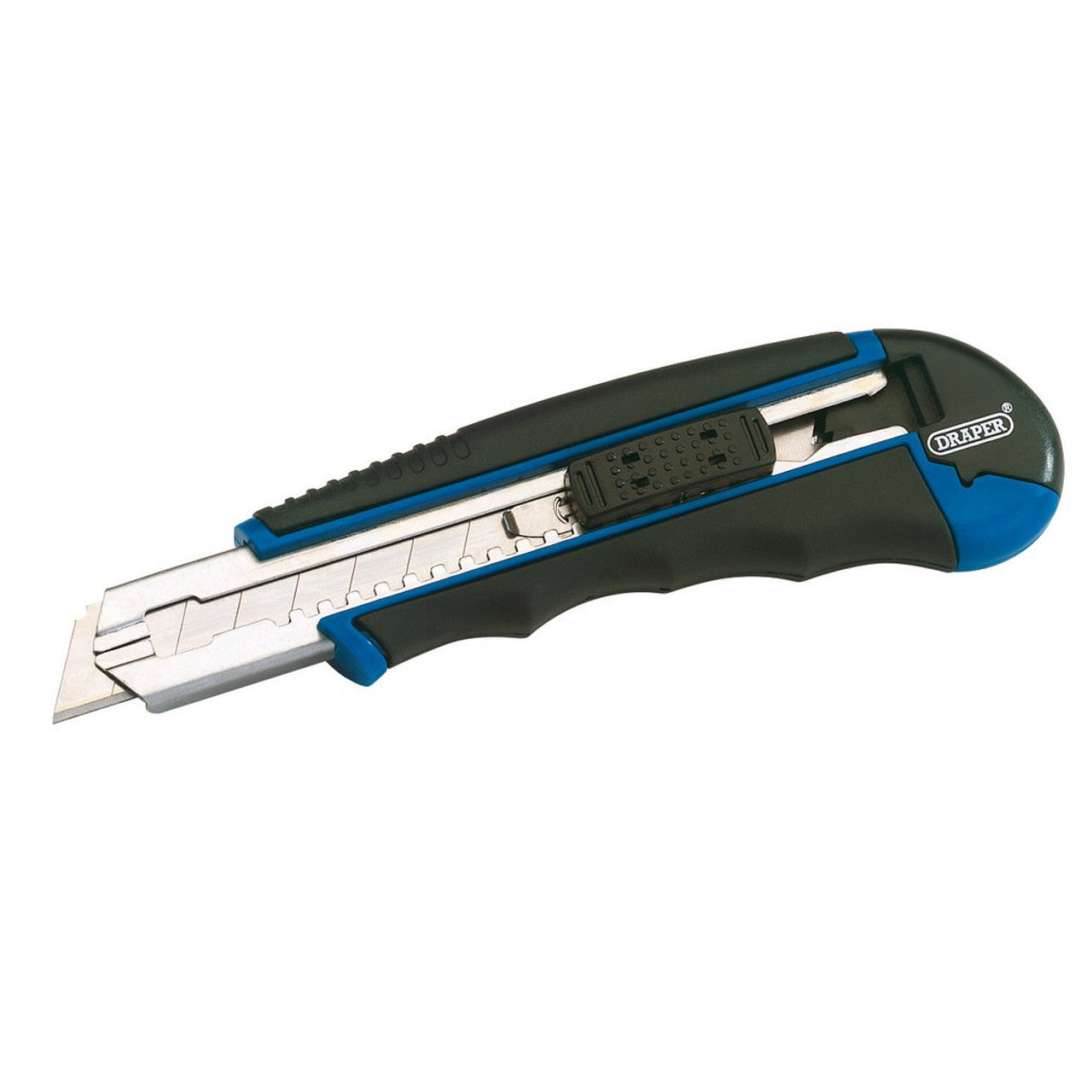 Draper 72144 Soft Grip Retractable Segment Blade Cutter with 7 Segment Blade, 18mm