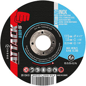 Dronco Attack 115mm x 1.0mm Stainless Steel Cutting Disc