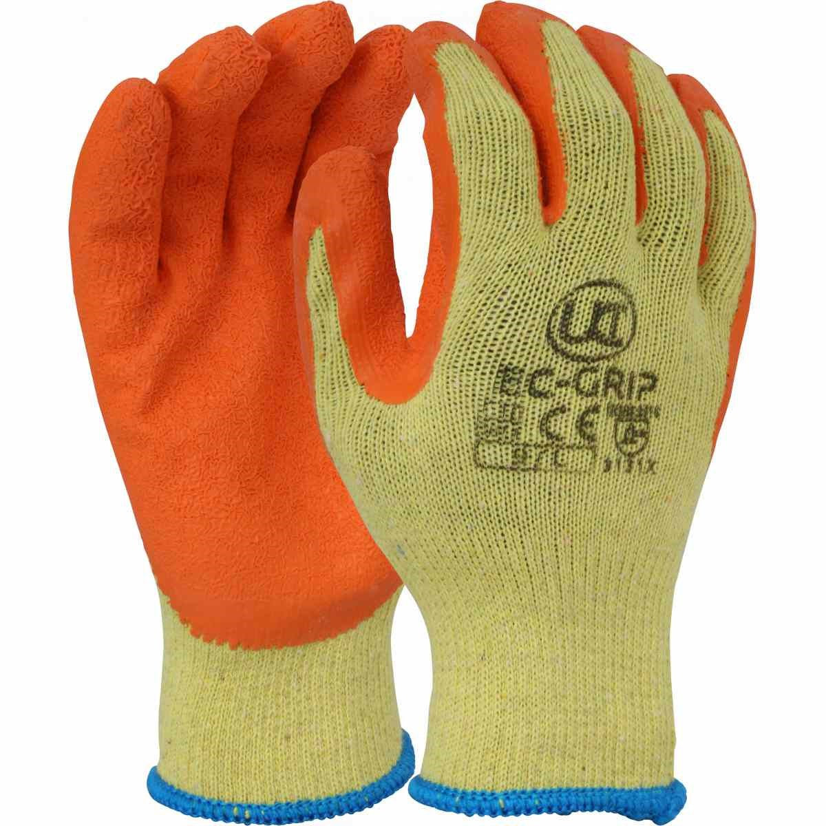 Ultimate Industrial EC-Grip Latex Palm Gloves, Orange