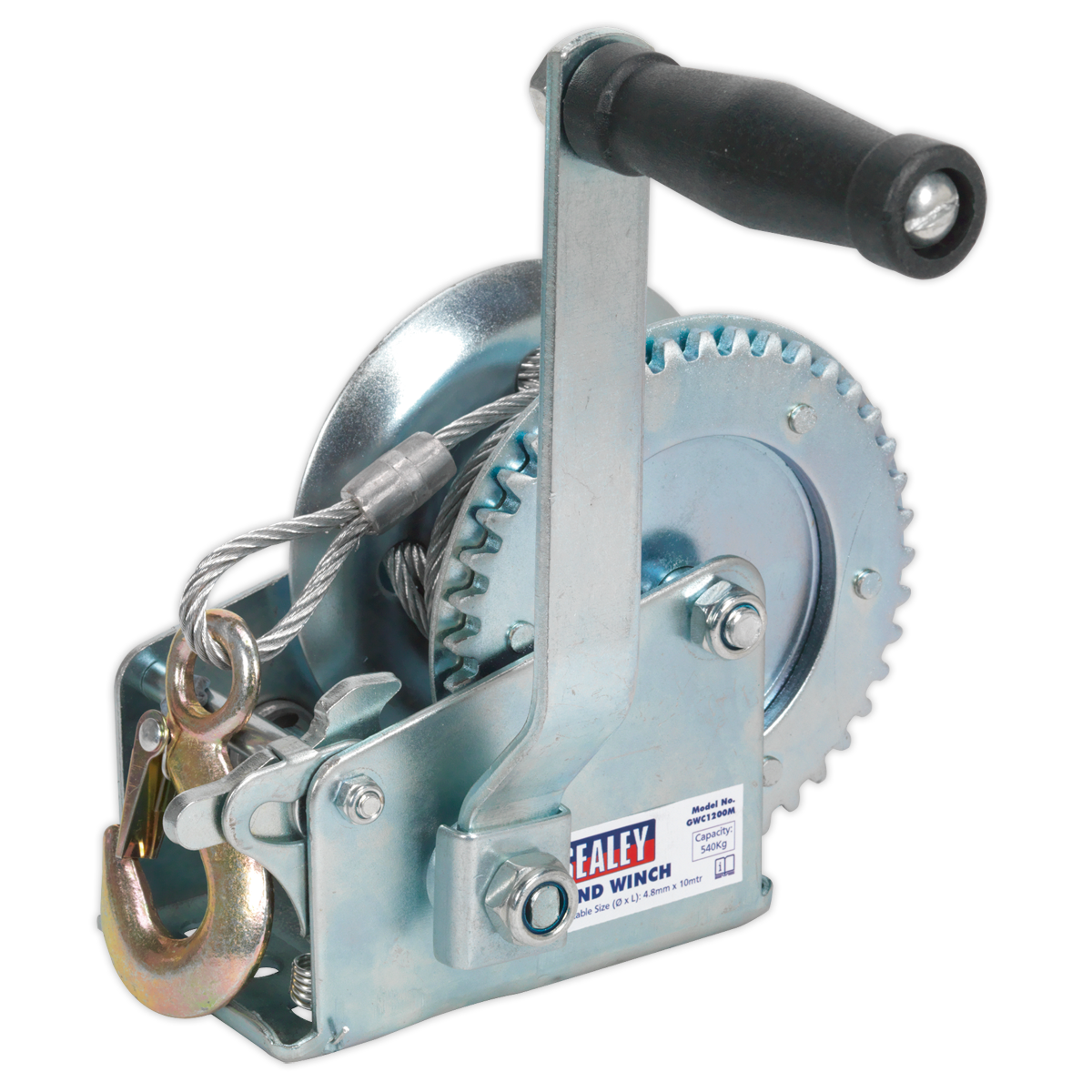 Sealey GWC1200M Geared Hand Winch 540kg Capacity with Cable